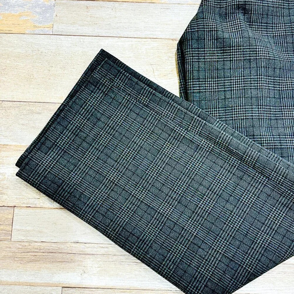 HILARY RADLEY Grey Plaid Straight-Leg Dress Pants | Size 10 * - Picture 2 of 8